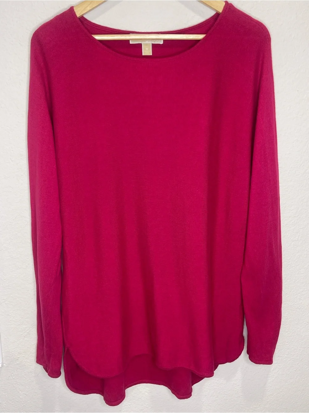 Michael Kors Long Sleeve Sweater Top - Raspberry Pink
